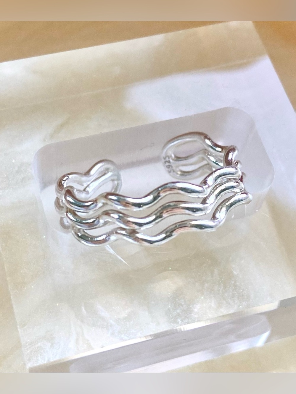 Silver Wave Stackable Toe/Adjustable Ring - Silver